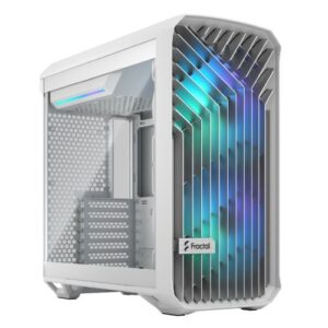 Fractal Design Torrent Compact (White TG RGB) Gaming Case w/ Clear Glass Window, E-ATX, 2 RGB Fans, Fan Hub, RGB Strip on PSU Shroud, Front Grille, USB-C