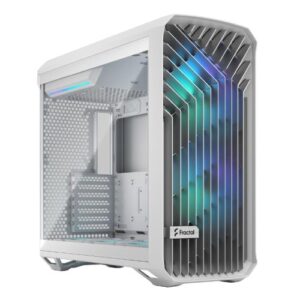 Fractal Design Torrent (White RGB TG) Gaming Case w/ Clear Glass Window, E-ATX, 5 ARGB Fans, Fan Hub, RGB Strip on PSU Shroud, Front Grille, USB-C